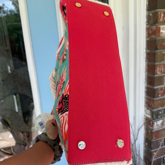 NWT Spartina 449 Boho Beach Tote Linen & Leather Floral - Picture 9 of 15